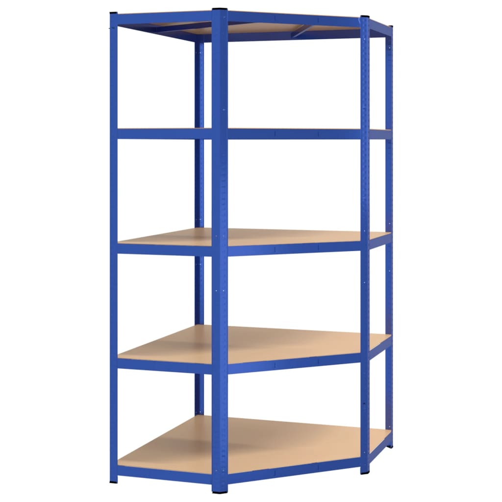 Scaffali a 5 Ripiani 3 pz Blu in Acciaio e Legno Multistrato cod mxl 44419