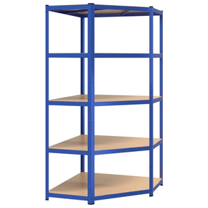 Scaffali a 5 Ripiani 4 pz Blu in Acciaio e Legno Multistrato cod mxl 39051