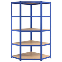 Scaffali a 5 Ripiani 4 pz Blu in Acciaio e Legno Multistrato cod mxl 39051