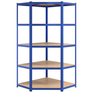 Scaffali a 5 Ripiani 4 pz Blu in Acciaio e Legno Multistrato cod mxl 39051