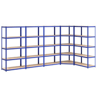 Scaffali a 5 Ripiani 5 pz Blu in Acciaio e Legno Multistrato cod mxl 38547