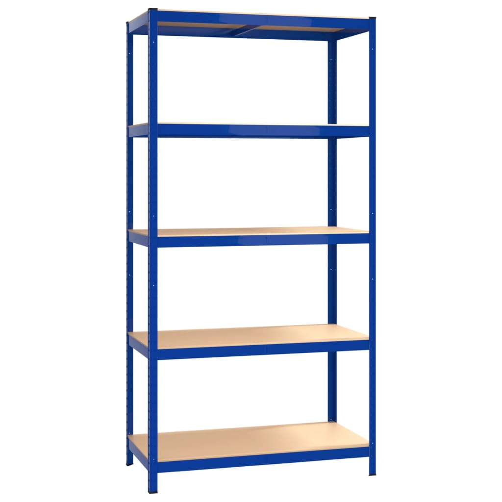 Scaffali a 5 Ripiani 5 pz Blu in Acciaio e Legno Multistrato cod mxl 38547