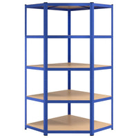 Scaffali a 5 Ripiani 5 pz Blu in Acciaio e Legno Multistrato cod mxl 38547