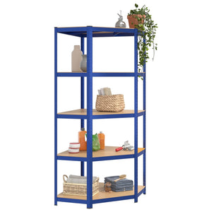 Scaffali a 5 Ripiani 3 pz Blu in Acciaio e Legno Multistrato cod mxl 41806