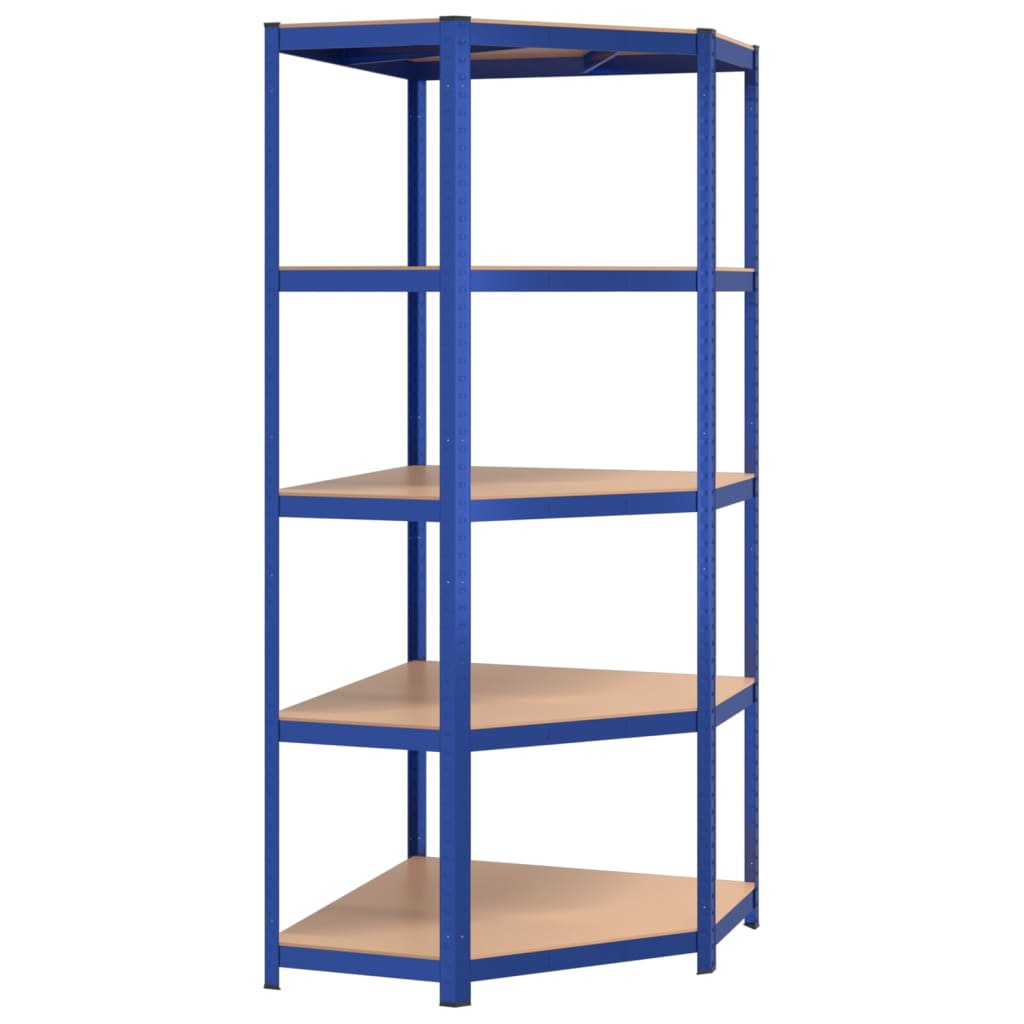 Scaffali a 5 Ripiani 3 pz Blu in Acciaio e Legno Multistrato cod mxl 41806