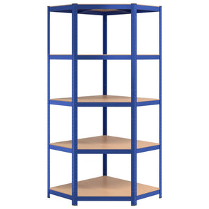 Scaffali a 5 Ripiani 3 pz Blu in Acciaio e Legno Multistrato cod mxl 41806