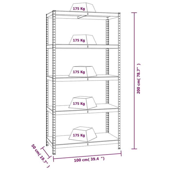 Mensole a 5 Ripiani 2pz Blu in Acciaio e Legno Multistrato cod mxl 48938