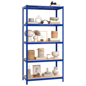 Scaffali a 5 Ripiani 3 pz Blu in Acciaio e Legno Multistrato cod mxl 48984