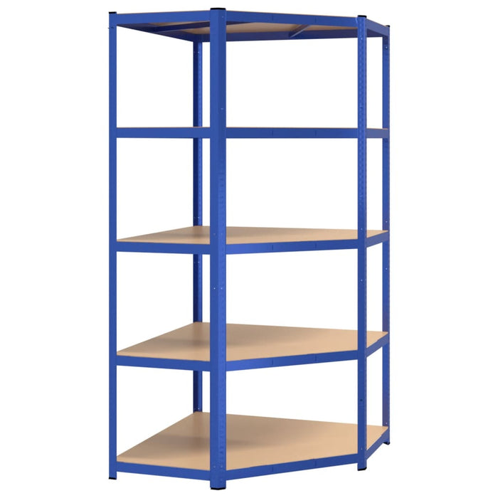 Scaffali a 5 Ripiani 3 pz Blu in Acciaio e Legno Multistrato cod mxl 48984