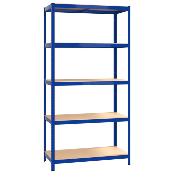 Scaffali a 5 Ripiani 3 pz Blu in Acciaio e Legno Multistrato cod mxl 48984