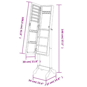 Specchio Autoportante Bianco 34x37x146 cm 351763