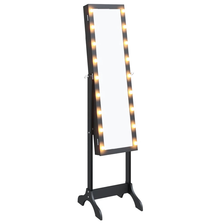 Specchio Autoportante con LED Nero 34x37x146 cm 351767