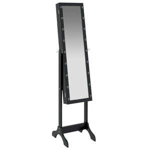 Specchio Autoportante con LED Nero 34x37x146 cm 351767