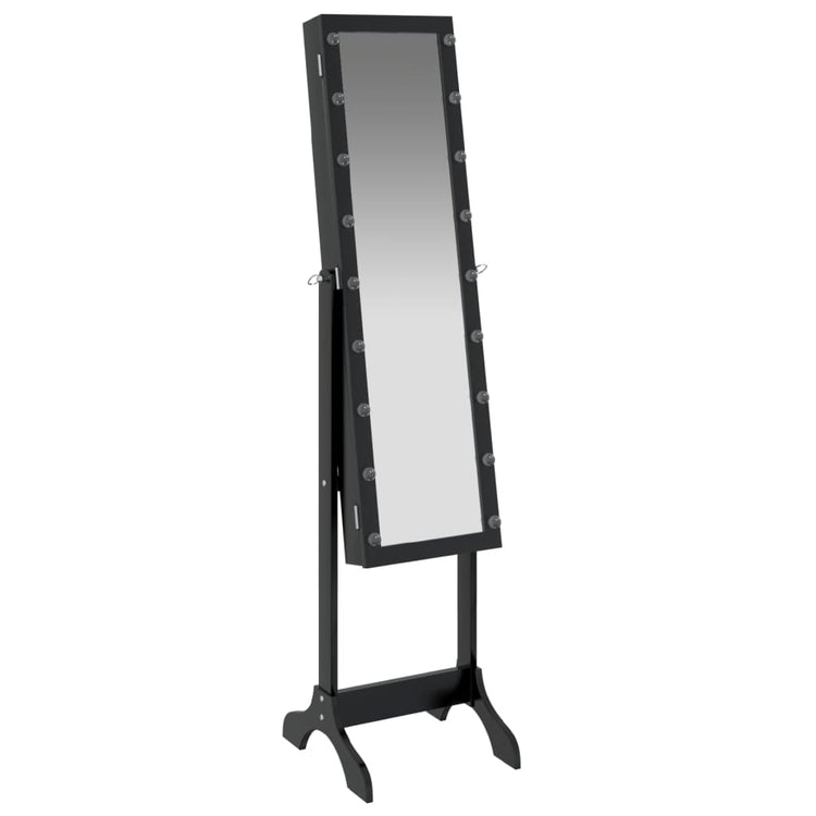 Specchio Autoportante con LED Nero 34x37x146 cm 351767