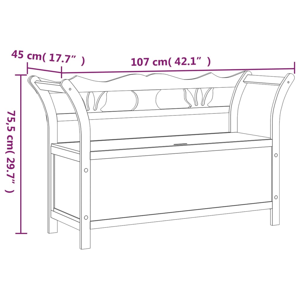 Panca Bianca 107x45x75,5 cm Legno Massello di Abete 351773