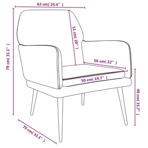 Poltrona Grigio Chiaro 62x79x79 cm Velluto