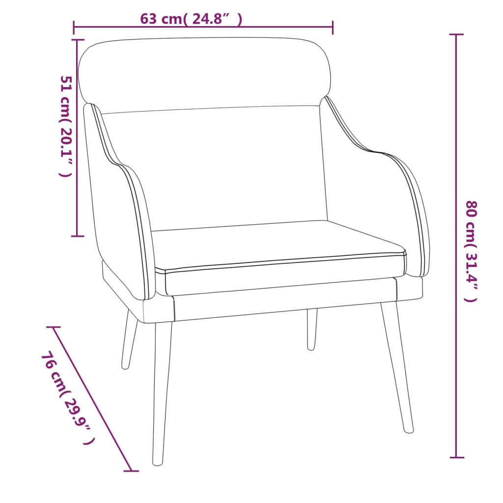 Poltrona Nera 63x76x80 cm Velluto 351440