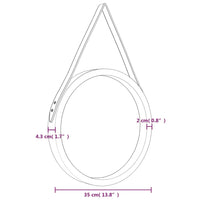 Specchio da Parete con Cinghia Dorato Ø 35 cm 351533