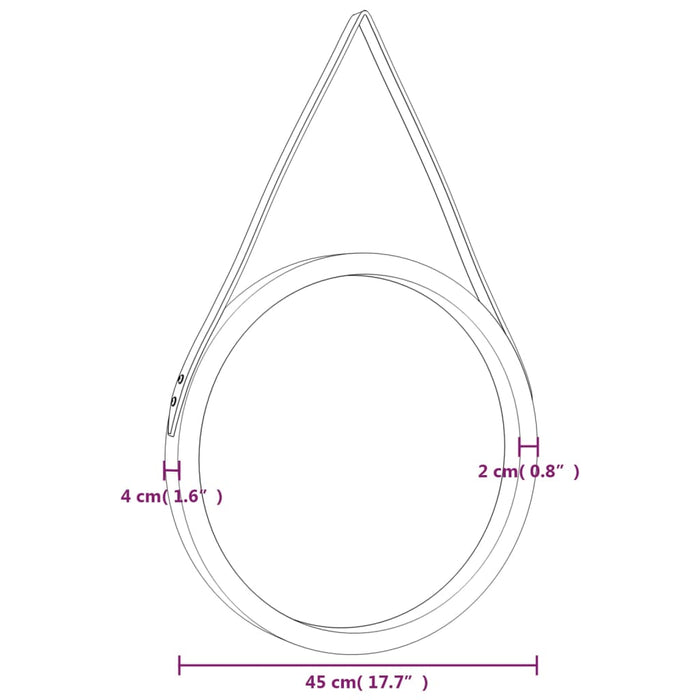 Specchio da Parete con Cinghia Dorato Ø 45 cm 351537