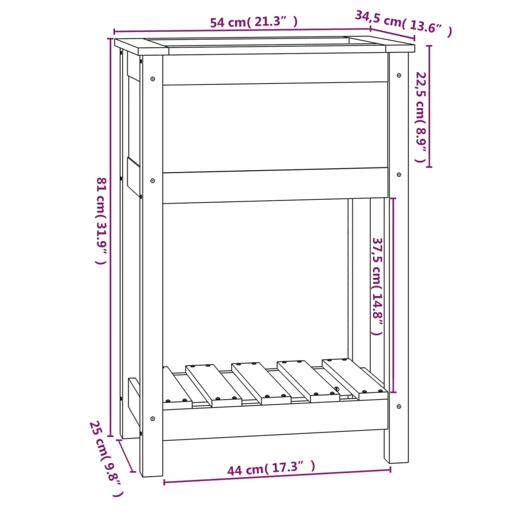 Fioriera con Mensola Grigia 54x34,5x81cm Legno Massello di Pino cod mxl 67318