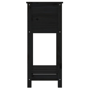 Fioriera con Mensola Nera 54x34,5x81 cm Legno Massello di Pino 823756