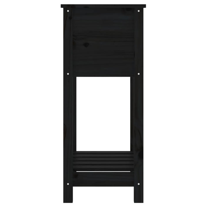 Fioriera con Mensola Nera 54x34,5x81 cm Legno Massello di Pino 823756