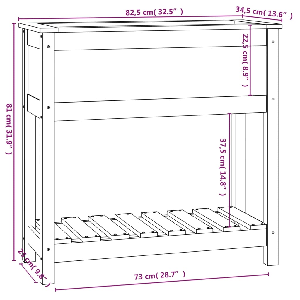 Fioriera con Mensola Bianca 82,5x34,5x81cm Legno Massello Pino cod mxl 67314