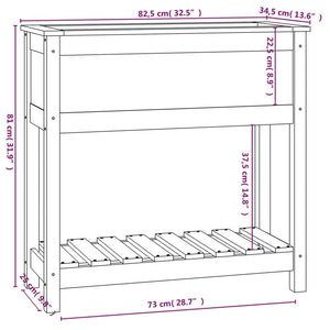 Fioriera con Mensola Bianca 82,5x34,5x81cm Legno Massello Pino cod mxl 67314