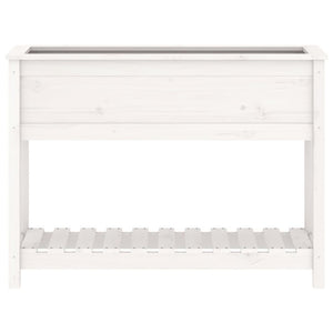 Fioriera con Mensola Bianca 111,5x34,5x81cm Legno Massello Pino 823767