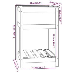 Fioriera con Mensola Grigia 54x54x81 cm Legno Massello di Pino cod mxl 67338