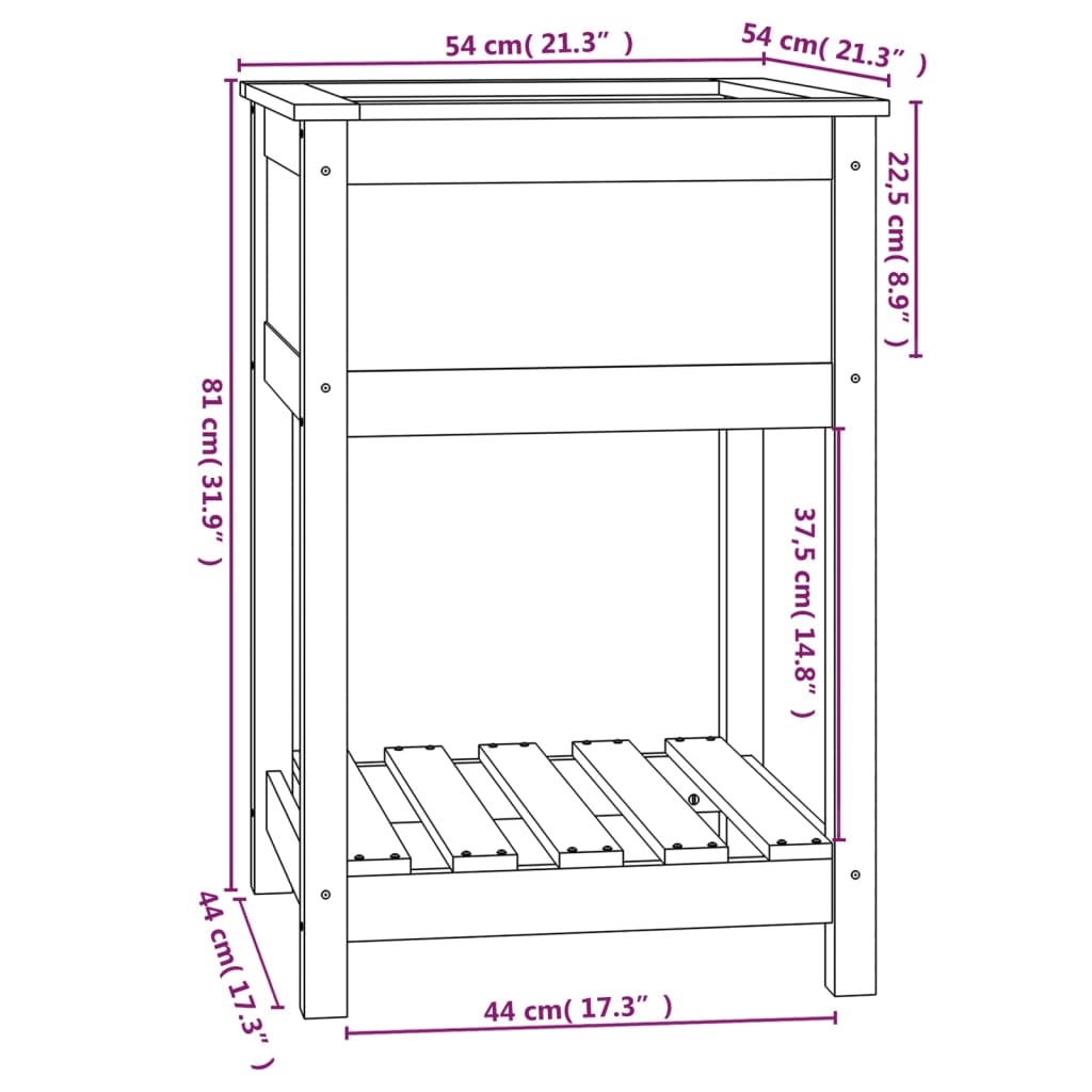 Fioriera con Mensola Ambra 54x54x81cm in Legno Massello di Pino 823776