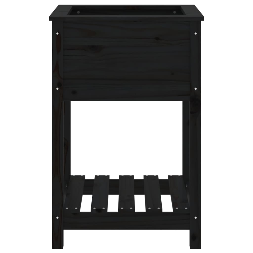 Fioriera con Mensola Nera 54x54x81 cm in Legno Massello di Pino cod mxl 67116