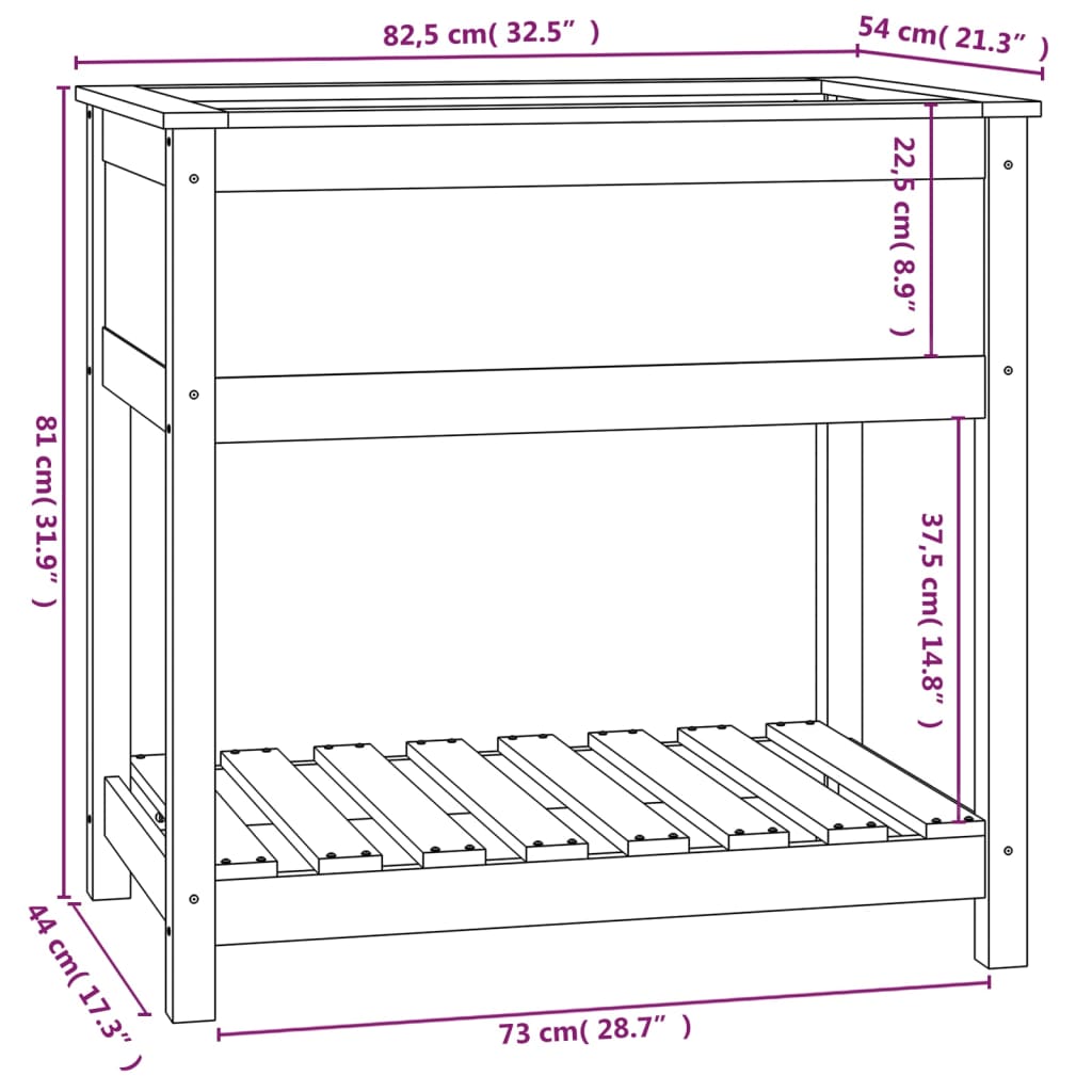 Fioriera con Mensola 82,5x54x81 cm in Legno Massello di Pino 823780