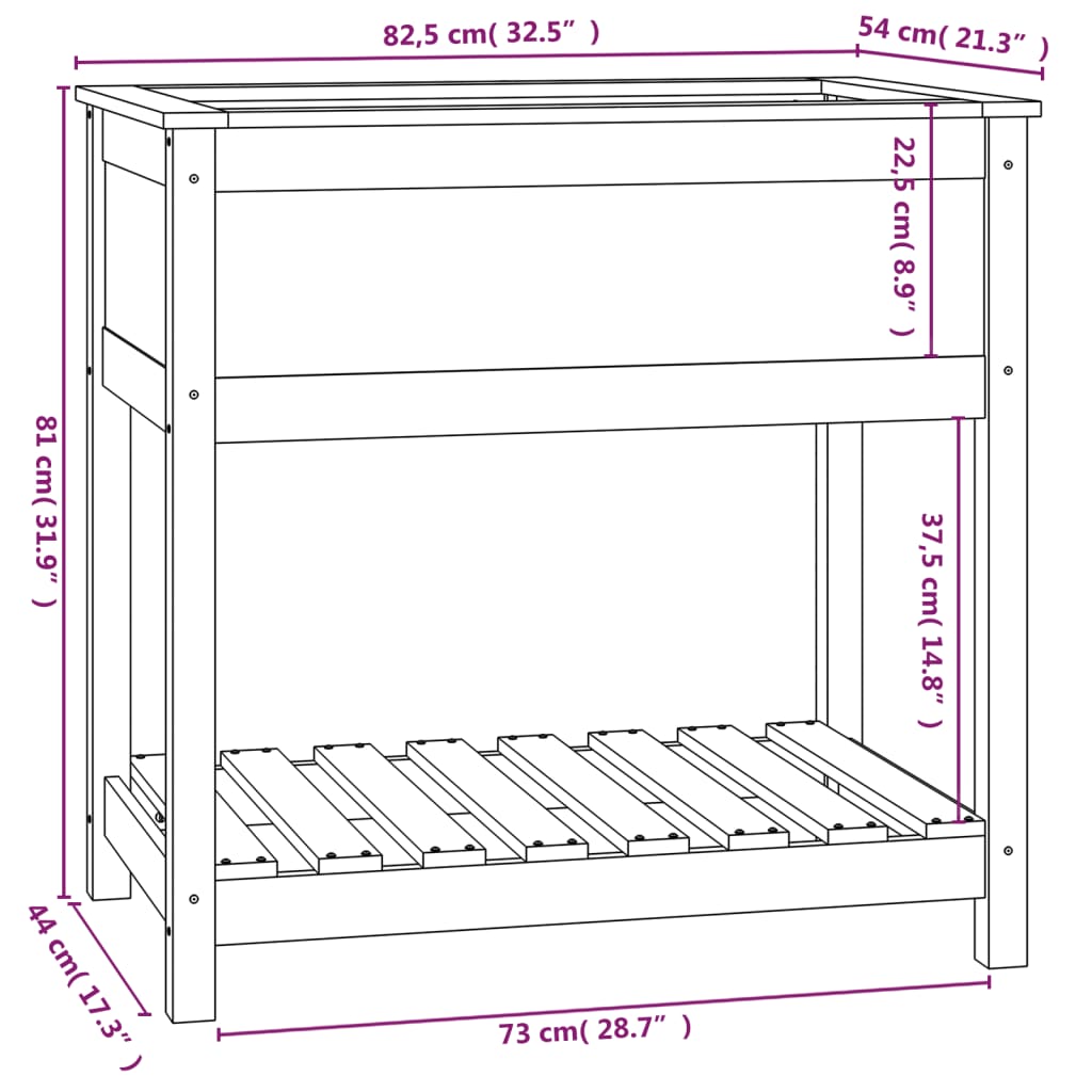 Fioriera con Mensola Bianca 82,5x54x81cm in Legno Massello Pino cod mxl 67138