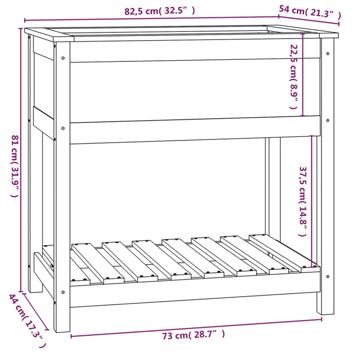 Fioriera con Mensola Bianca 82,5x54x81cm in Legno Massello Pino cod mxl 67138