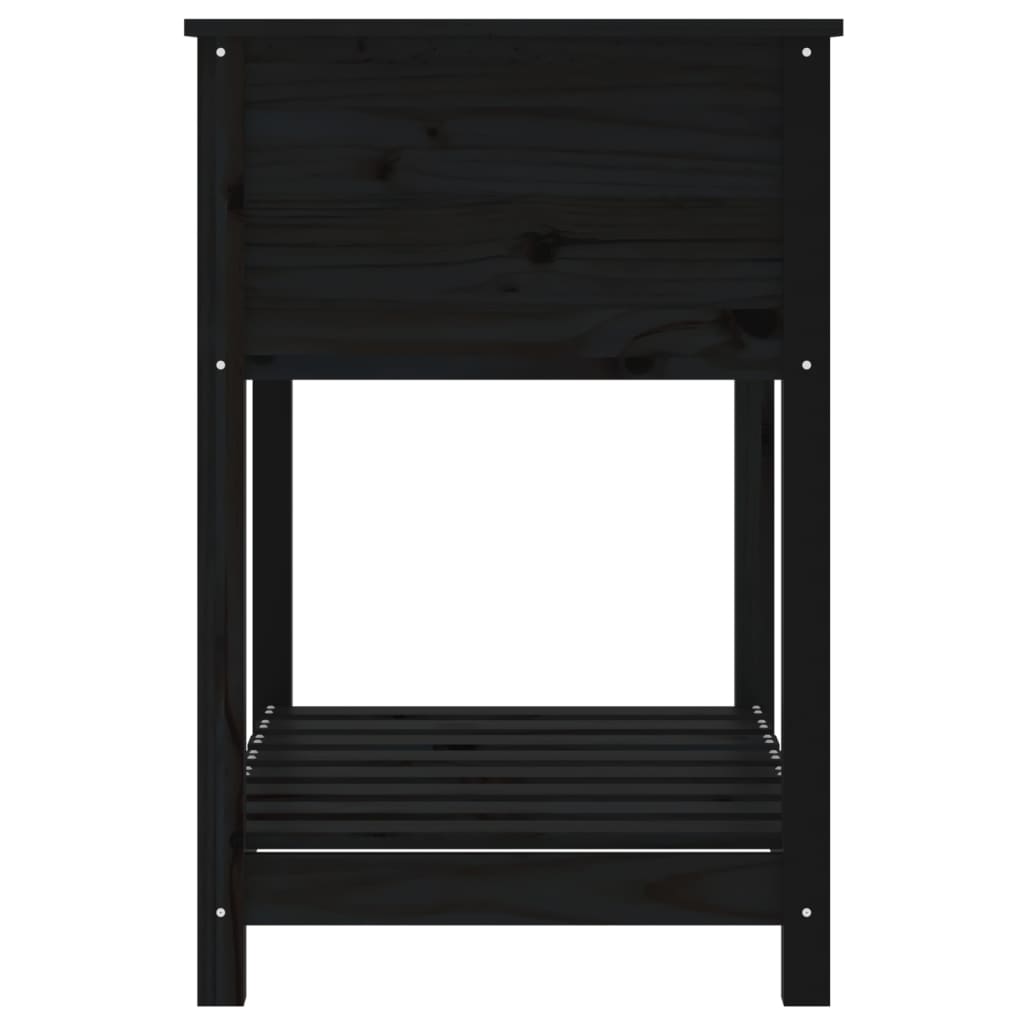 Fioriera con Mensola Nera 82,5x54x81 cm Legno Massello di Pino cod mxl 67323