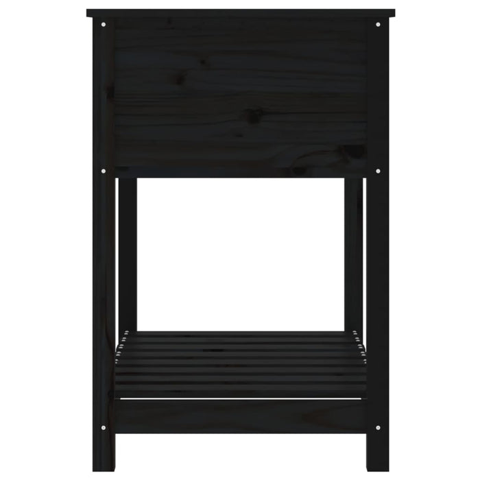 Fioriera con Mensola Nera 82,5x54x81 cm Legno Massello di Pino cod mxl 67323