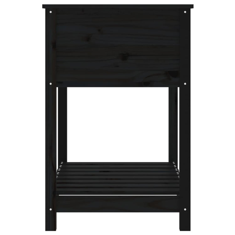 Fioriera con Mensola Nera 82,5x54x81 cm Legno Massello di Pino cod mxl 67323