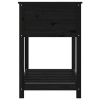 Fioriera con Mensola Nera 82,5x54x81 cm Legno Massello di Pino 823784