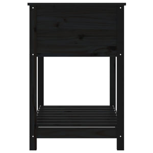 Fioriera con Mensola Nera 82,5x54x81 cm Legno Massello di Pino 823784