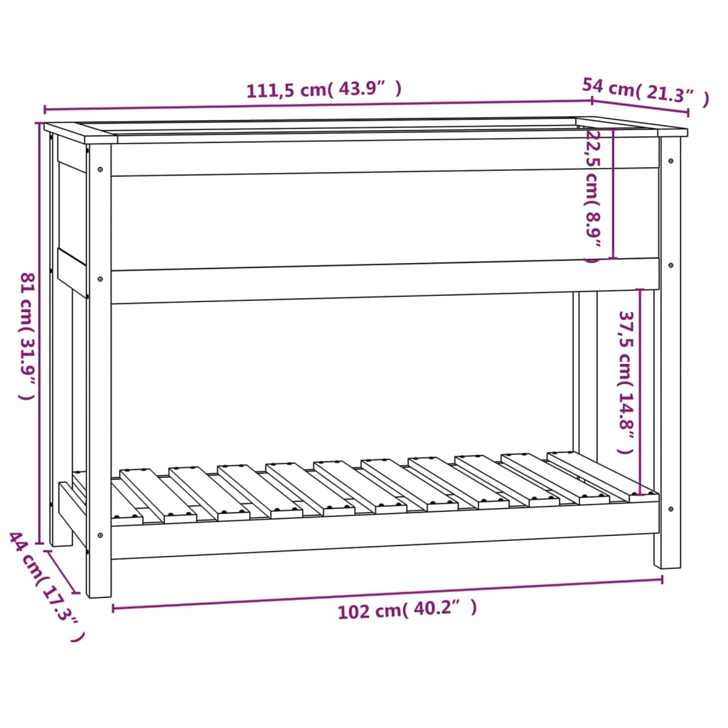 Fioriera con Mensola Miele 111,5x54x81cm in Legno Massello Pino 823790