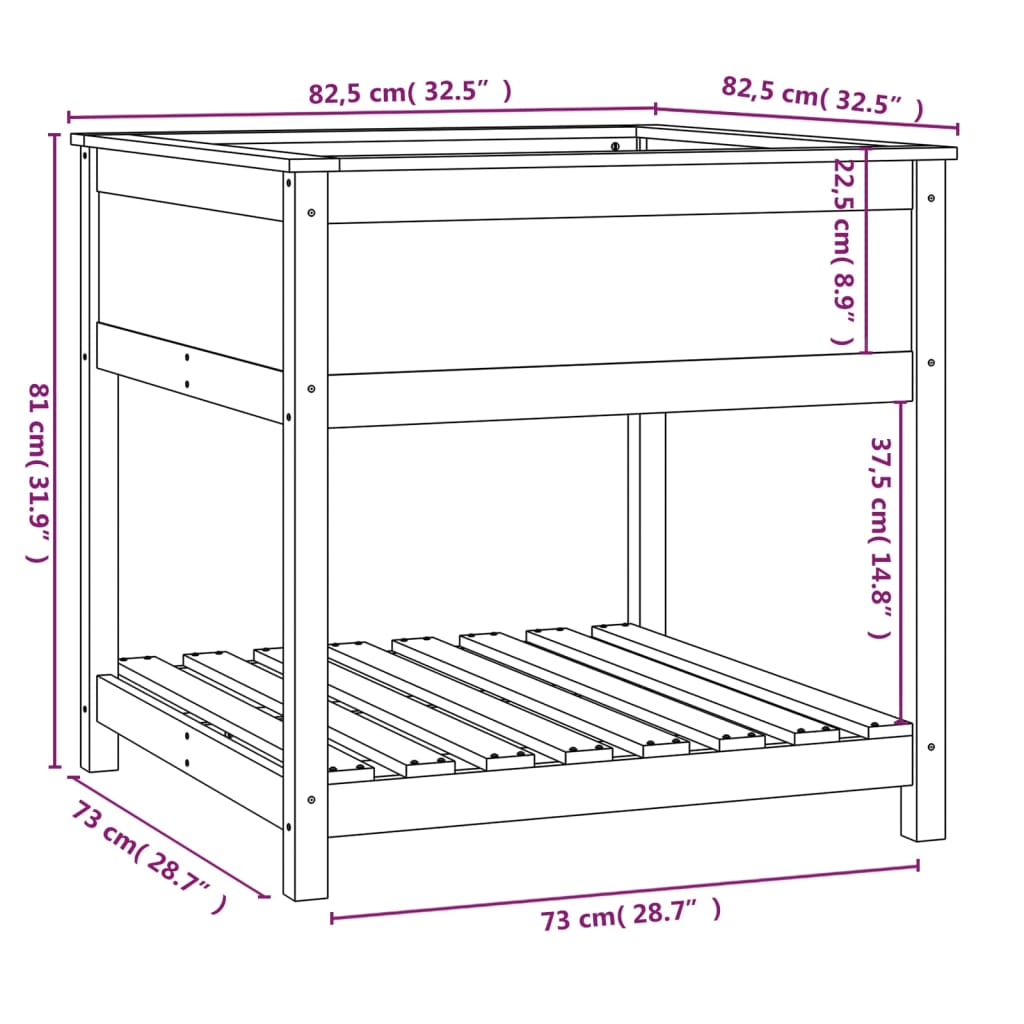 Fioriera con Mensola 82,5x82,5x81 cm in Legno Massello di Pino 823794