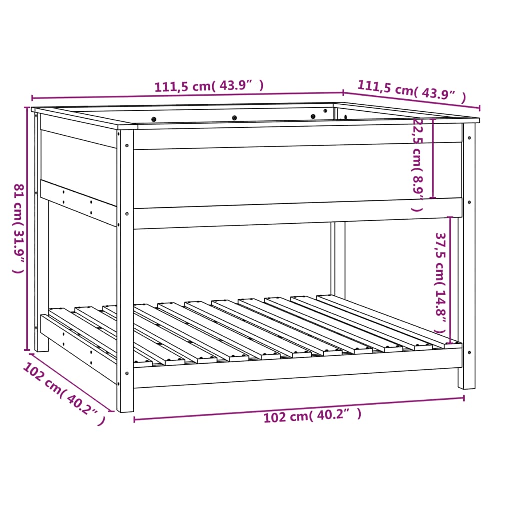 Fioriera Mensola Bianca 111,5x111,5x81cm Legno Massello di Pino 823802