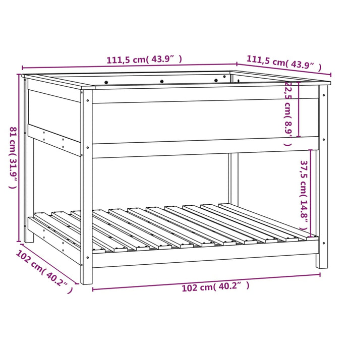 Fioriera Mensola Bianca 111,5x111,5x81cm Legno Massello di Pino 823802