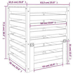 Compostiera Bianca 63,5x63,5x77,5 cm in Legno Massello di Pino 823809