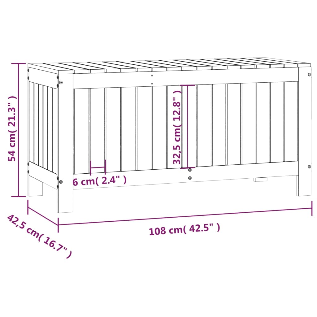 Contenitore Giardino Bianco 108x42,5x54 cm Legno Massello Pino 823830