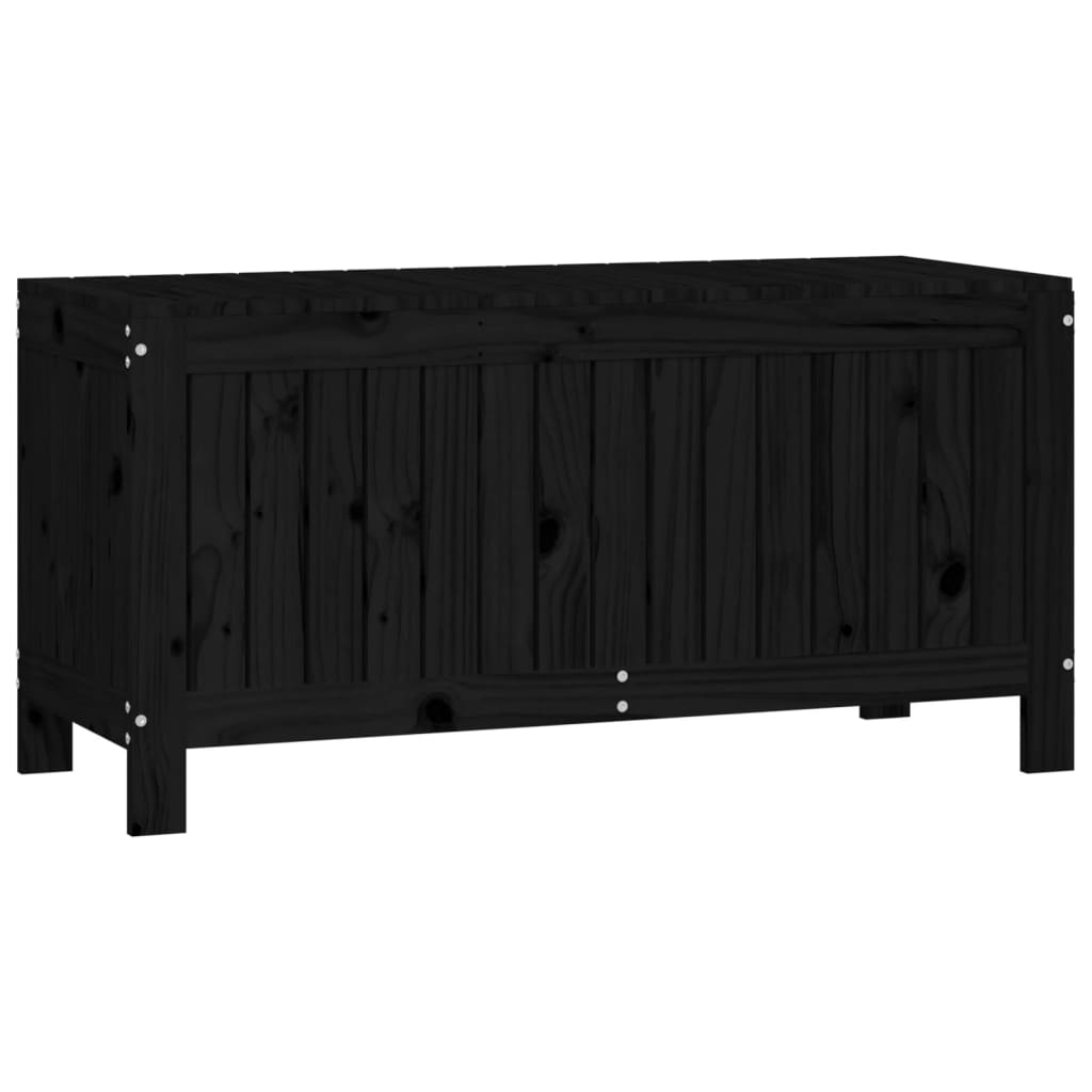 Contenitore da Giardino Nero 108x42,5x54cm Legno Massello Pino 823833