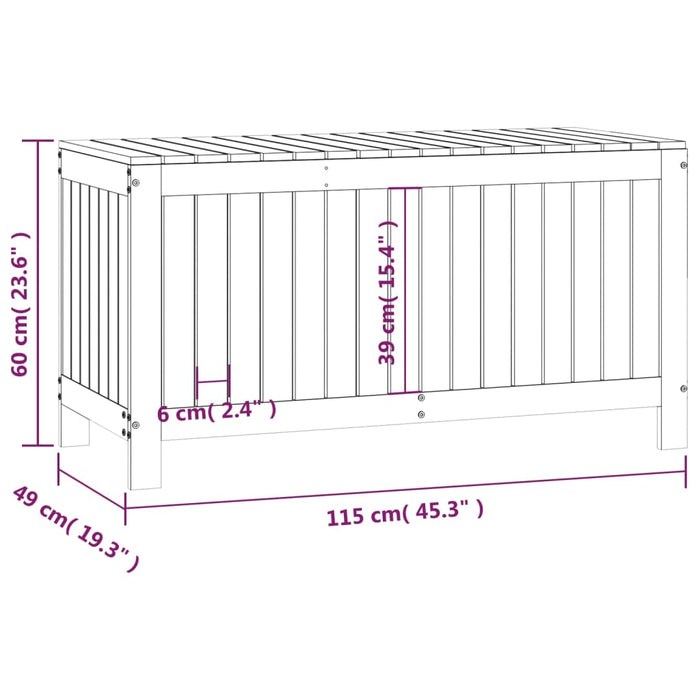 Contenitore da Giardino 115x49x60 cm in Legno Massello di Pino 823836