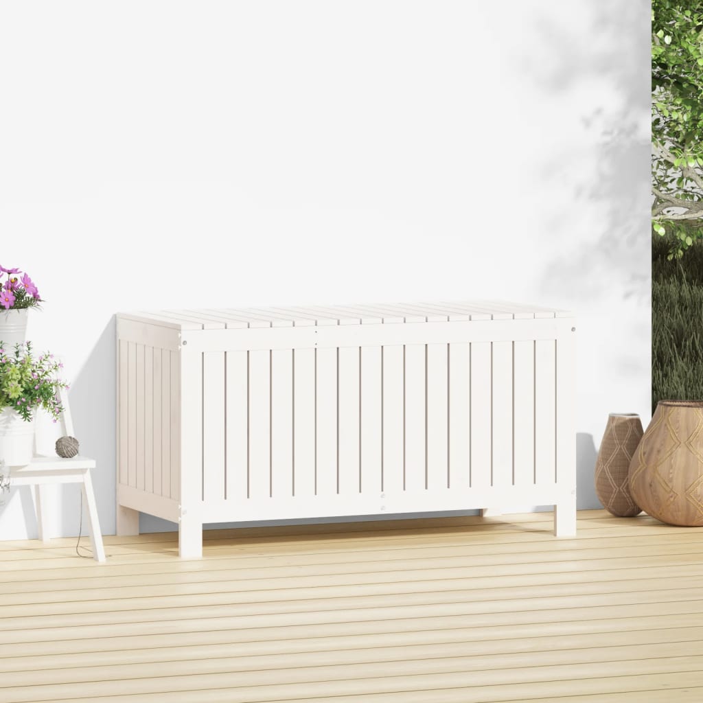 Contenitore da Giardino Bianco 115x49x60 cm Legno Massello Pino 823837