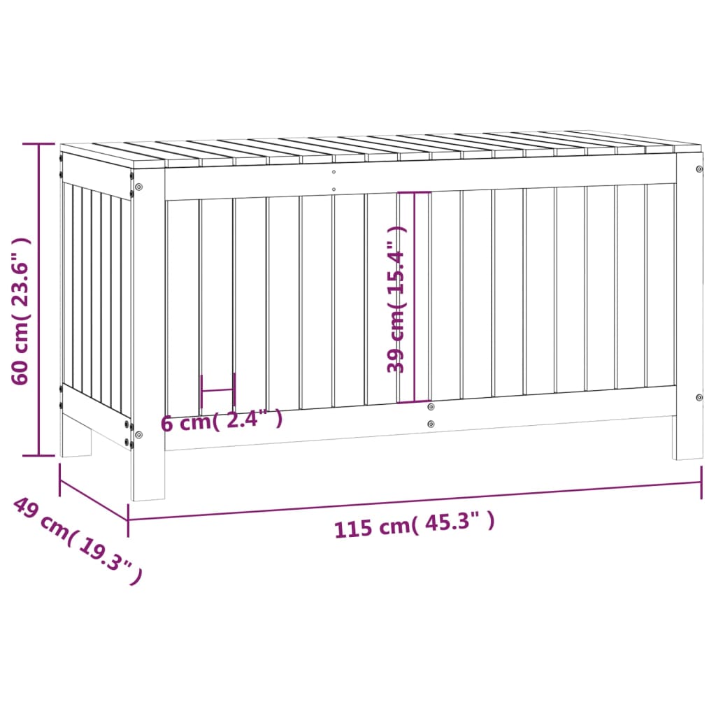 Contenitore da Giardino Grigio 115x49x60 cm Legno Massello Pino cod mxl 72590